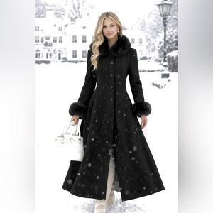 Marvin Richard’s Button Up Fur Cuff Wool Vintage Silk Lined Long Coat Jacket